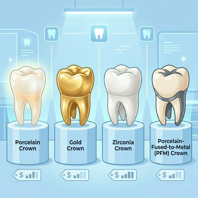 Comparison of dental crown types and their costs