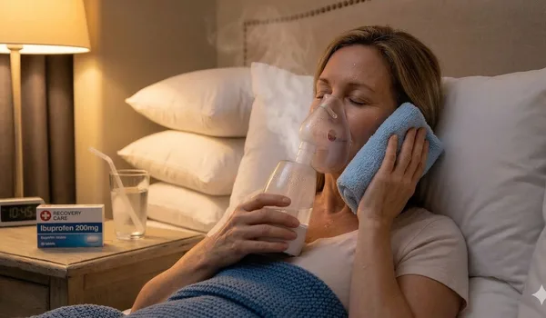 Diagram showing how inflamed maxillary sinuses press on upper tooth roots to cause referred tooth pain